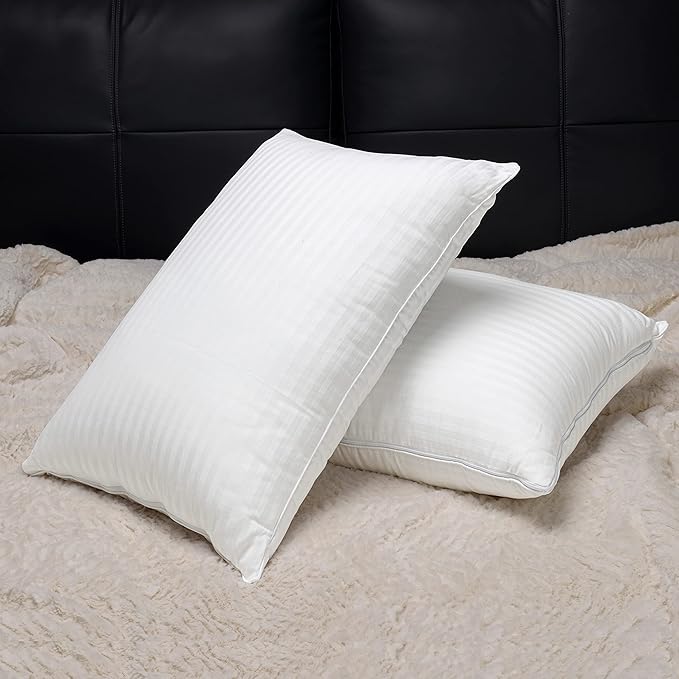 EverSnug Adjustable Layer Luxury Set of 2 Pillows for Side, Front & Back Sleepers, Cooling Hotel Pillows with 3 Layers, Goose Feather Pillow for Sleeping, Neck & Back Support (Queen)