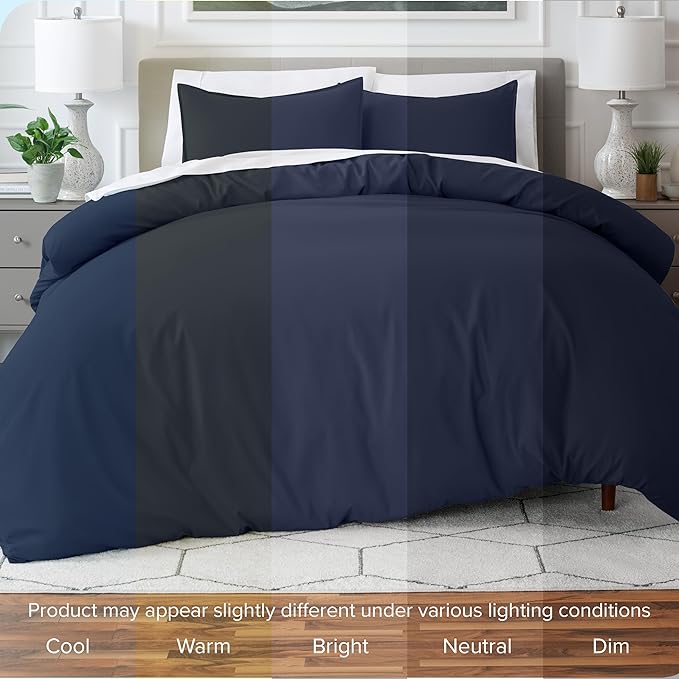 Bare Home Bedding Duvet Cover California King Size - Premium 1800 Super Soft Collection - Lightweight, Cooling - Soft Breathable Bedding Duvet Cover (Cal King, Midnight Blue)