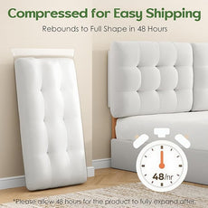 Tufted Upholstered King Headboard, Adjustable Height King Size Headboard Only from 39”to 44” with Durable Solid Wood Legs, Modern Button Diamond Fabric Head Board with Width Adapters, Beige