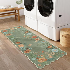 Lahome Floral Washable Runners for Hallways, 2x5 Kitchen Runner Ultra-Thin, Non-Slip Soft Hallway Rug Stain Resistant Boho Low-Pile Carpet for ‎Laundry Bathroom Bedroom(2x5ft,Green)