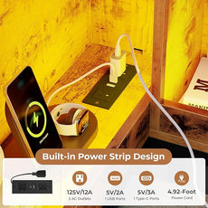 VIAGDO Corner Bed Frame Full with Storage Bookcase and 6 Drawers, Metal Platform Corner Bed Frame with LED Lights and Charging Station, Full Daybed for Kids Teenagers, Rustic Brown & Black