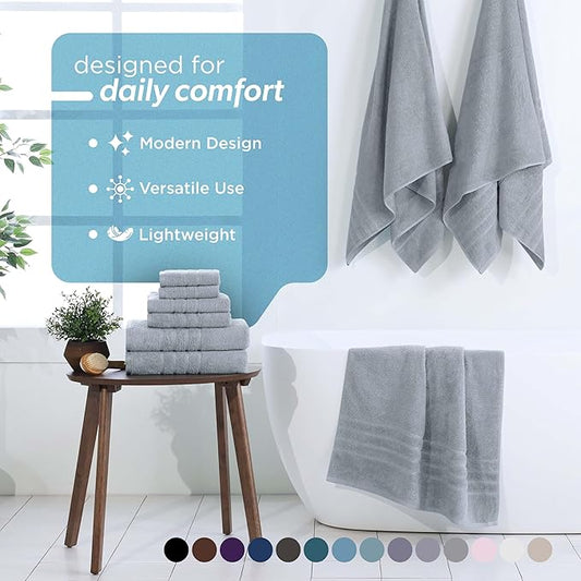 Martex 6-Piece Towel Set – Ultimate Performance – 100% Cotton – 2 Bath Towels – 2 Hand Towels – 2 Wash Cloths – Versatile – Low-Linting – Supersoft & Absorbent Bathroom Set – Easy Care – Spa Blue