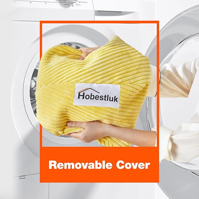 Hobestluk 4.5FT Bean Bag Chair Giant Bean Bag Chair with Filler Included Adult Bean Bag Chairs with Removable Cover for Bedroom Living Room - (Jumbo, Yellow)