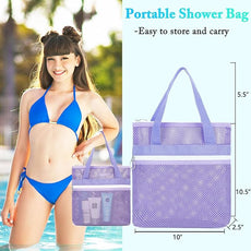 Mesh Shower Caddy Portable with Zipper & 2 Pockets - Quick Dry Shower Caddy Hanging for Travel Gym Camp Beach - Organizer Bag Bathroom Essentials for College Dorm