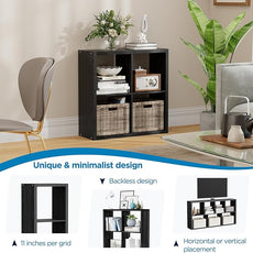 4 Cube Storage Organizer, 2x2 Cube Bookshelf, Cubby Storage Shelf, Wooden Organizer Shelf with Thickened Boards, for Closet Bedroom Home Office Living Room, 25.12