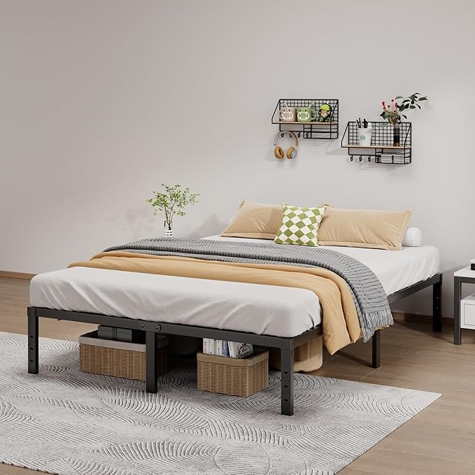 Metal Bed Frame Queen Size - 14 Inch Heavy-Duty Queen Platform Bed Frame No Box Spring Needed, Easy Assembly, Noise-Free, Sturdy Mattress Foundation, Underbed Storage Space