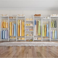 VIPEK V5 Medium Portable Closet Wardrobe Heavy Duty Clothes Rack, Freestanding Closet Metal Clothing Rack with 4 Hang Rods & 8 Shelves, Adjustable Custom Closet Rack, 56.7