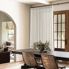 Pinch Pleated Linen 90 Inch Curtains 100 Inch Width for Living Room Divider Light Filtering Semi Sheer Cream Extra Wide Patio Curtains for Sliding Door Balcony Floor to Ceiling Picture Window 100x90