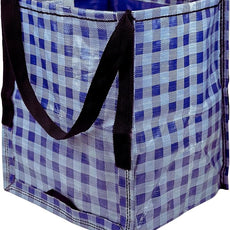 DURASACK Heavy Duty Storage Tote Bag 22-Gallon Rugged Woven Polypropylene Moving Bag, Reusable Self-Standing Design, Holds up to 500 Pounds, Single, Gingham Blue
