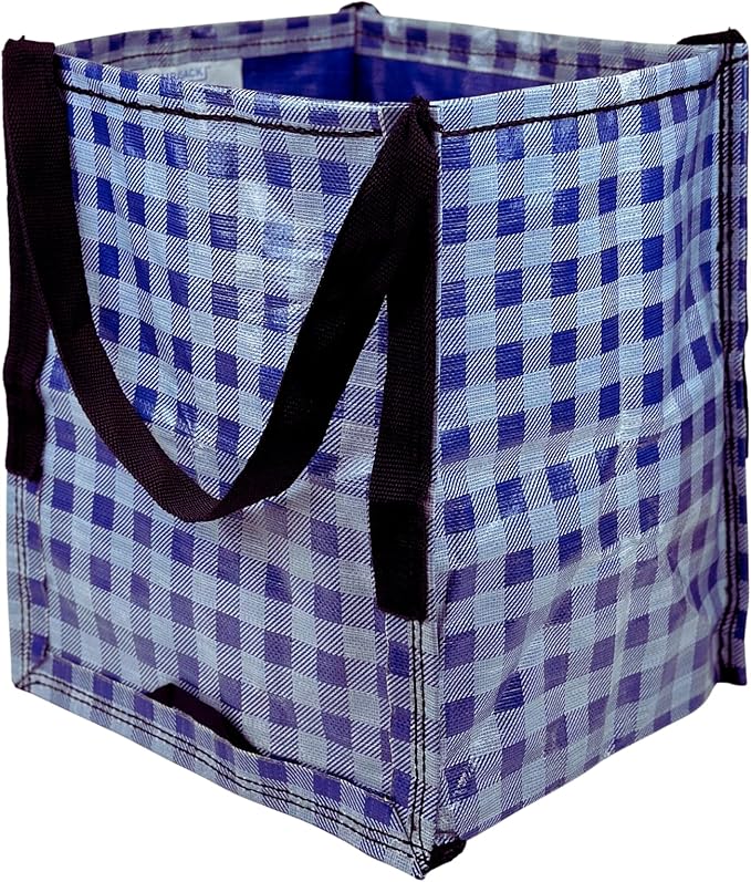 DURASACK Heavy Duty Storage Tote Bag 22-Gallon Rugged Woven Polypropylene Moving Bag, Reusable Self-Standing Design, Holds up to 500 Pounds, Single, Gingham Blue