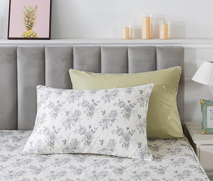 FADFAY College Duvet Cover Set Twin XL Vintage Rose Floral Bedding Shabby Peony Dorm Room Comforter Cover Set 100% Percale Cotton Ultra Soft Quilt Cover with Hidden Zipper Closure 3Pcs, Twin XL Size
