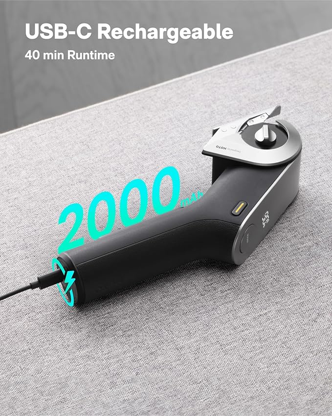 HOTO EdgeFlow Cordless Electric Scissors, Rechargeable Cardboard Cutter, Titanium Blade & LED Display, Self-Sharpening & Tool-Free Easy-Swap, Electric Box Cutter for Cardboard, Carpet, Leather