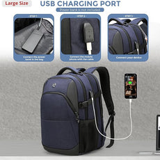 Swissdigital Design Travel Laptop Backpack for Men and Women, 35L Expandable Large Business Backpack with USB Charging Port for Fits 17 Inch Notebook, Blue | SD1671-12