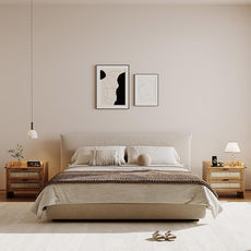 Rattan Nightstand Set of 2, Bedside Table with Type-C Charging Station - 2 Storage Drawer Space, Boho End Table Side Table for Bedroom Office, Large Night Stand with Charging Port