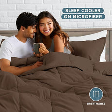 Bare Home Comforter Set - Full Size - Ultra-Soft - Goose Down Alternative - Premium 1800 Series - All Season Warmth (Full, Cocoa)