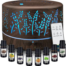 Diffusers for Essential Oils Large Room 600ml,Essential Oil Diffusers for Home with R/C,8/Set Oils Cool Mist Humidifier,7 Colors Lights & 3 Mist Mode Waterless Auto Off for Office Bedroom Decor Gifts