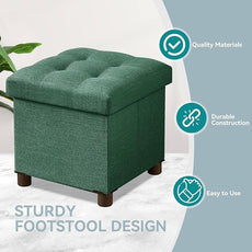 BRIAN & DANY Small Ottoman with Storage, Small Storage Ottoman, Folding Foot Stool with Wood Legs for Living Room and Bedroom Linen Rest Seat, 12.6
