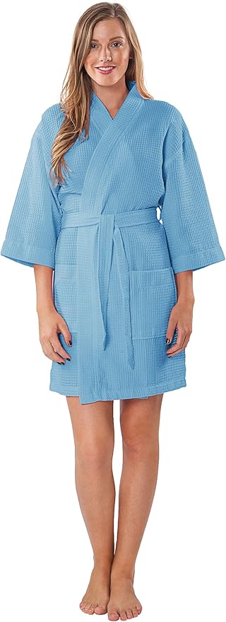 Turquaz Lightweight Short Robes For Women Waffle Kimono Bathrobe - Soft, Fast-Drying, Long-Lasting Cotton Blend