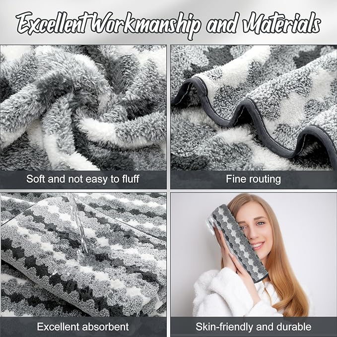 16 Pack Microfiber Bath Towels Bulk 27'' x 60'' Oversized Size Bath Towel Highly Absorbent Extra Large Soft Drying for Shower Beach Winter Salon Sport Gym Party (Cone,Grey)