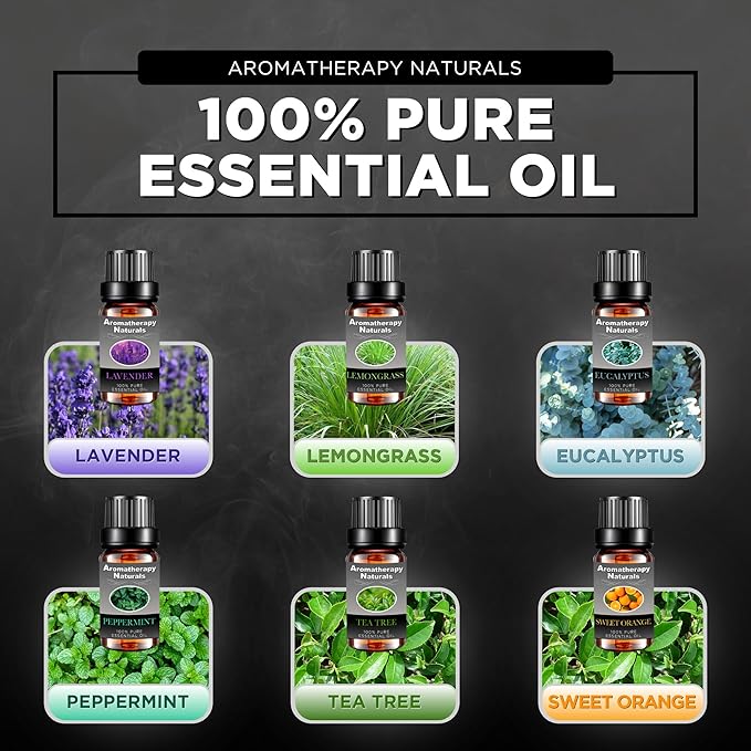 Aromatherapy Essential Oil Diffuser w/ 3D Glass Vase Cover & Colorful LED Light Display | Cool Mist Fragrance Diffuser for Bedroom, Large Room & Dorm | Auto Shut-Off Humidifier w/ 6 Essential Oils