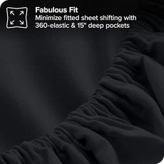 Bare Home Bed-in-A-Bag 7 Piece Comforter & Sheet Set - King - Goose Down Alternative - Ultra-Soft 1800 Premium - Bed Set (King, Black/Black)