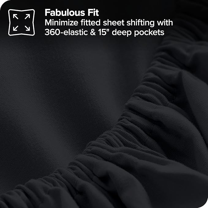 Bare Home Bed-in-A-Bag 7 Piece Comforter & Sheet Set - King - Goose Down Alternative - Ultra-Soft 1800 Premium - Bed Set (King, Black/Black)