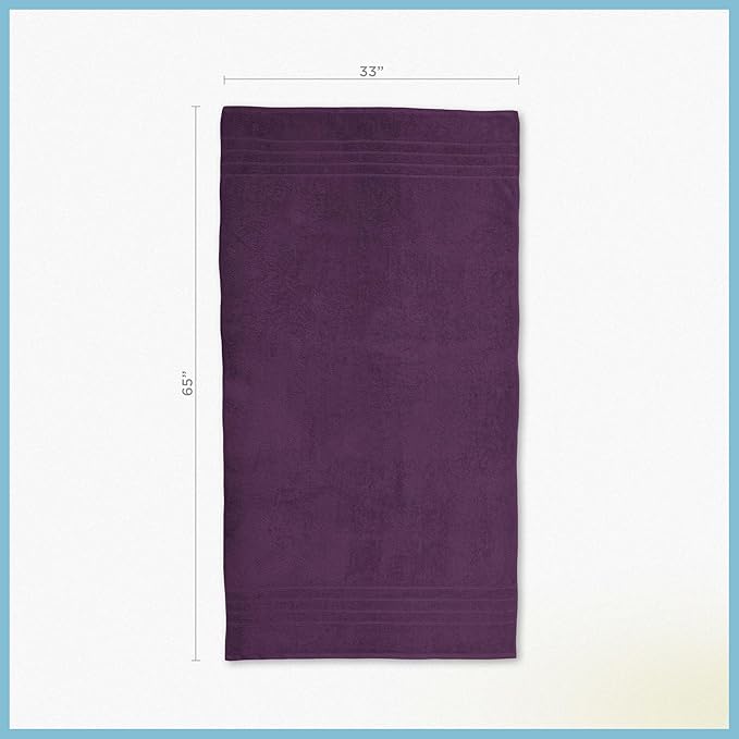 Martex 2-Pack Ultimate Performance Bath Sheet Set – 100% Cotton – 33” x 65” – Extra Large Bath Towels – Versatile – Low-Linting – Supersoft Bathroom Set – Super Absorbent – Easy Care – Dark Purple