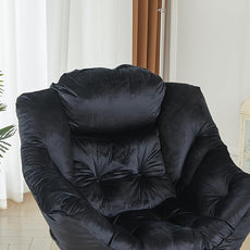 HollyHOME Lazy Chair with Armrest and Side Pocket, Comfy Accent Lounge Chair,Leisure Sofa Armchair for Living Room, Bedroom, Dorm, or Small Spaces, Oversized Reading Sofa Chair,Velvet Black