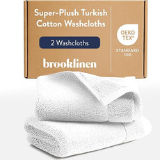 Brooklinen Super-Plush Turkish Cotton Washcloths - Set of 2 - Cotton, 820 GSM, Highly Absorbent, Machine Washable, Perfect for Home & Bathroom (13