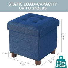BRIAN & DANY Small Ottoman with Storage, Small Storage Ottoman, Folding Foot Stool with Wood Legs for Living Room and Bedroom Linen Rest Seat, 12.6