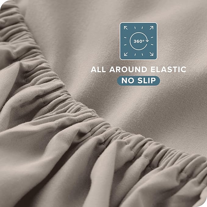 Bare Home Twin Sheet Set - 1800 Ultra-Soft Microfiber Twin Bed Sheets - Double Brushed - Deep Pockets - Easy Fit - Extra Soft - 3 Piece Set - Bedding Sheets & Pillowcases (Twin, Khaki) BareHome