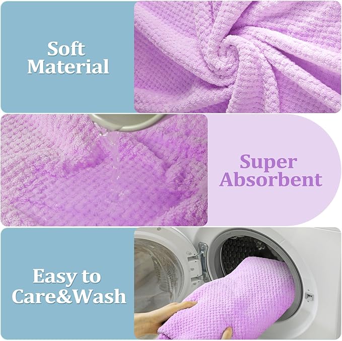 Preboun 12 Pcs Bath Towels and Washcloths 4 Sets Microfiber Bathroom Beach Pool Towel Set Quick Dry Coral Velvet Highly Absorbent for Fitness Sports Shower Travel Spa Hotel(4 Colors)