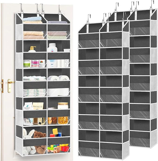 2 Pack Over the Door Organizer 5 Tiers, Extra Large Behind Door Storage of 10 Compartments, 80 lbs Weight Capacity Over Door Organizer, Door Hanging Organizer for Closet, Diaper Organizer,Room storage