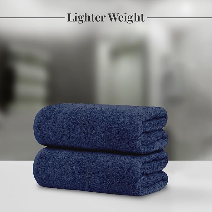 Tens Towels Pack of 2 Extra Large Bath Sheets 35 x 70 Inches, 100% Cotton, Larger & Lighter Weight, Quicker to Dry, Super Soft & Absorbent, Oversized Bath Towels, Navy
