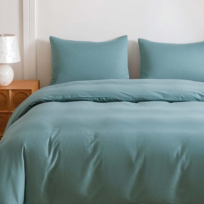 HeimenAogo Egyptian Cotton Duvet Cover Set King, Ultra Soft and Breathable Comforter Cover with Zipper Closure, High Thread Count Long Staple Cotton Blanket Cover 3Pcs, Teal (104"×90")