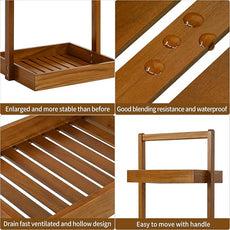 Utoplike Teak Shower Caddy Shelf, Standing Shower Organizer for Bathroom Corner, Wooden Freestanding Racks Storage for Inside Shower, Bath, Office, Stand Up 3 Tier Kitchen Desktop Organization