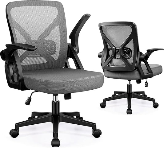 FelixKing Office Chair - Ergonomic Desk Chair Breathable Mesh Task with Wheels and Lumbar Support Home Desk Office Chairs with Flip up Armrest Rolling Swivel for Home Computer Dark Gray