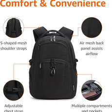 Amazon Basics Travel Laptop Backpack for 17 in / 43.1 cm Laptop, Black