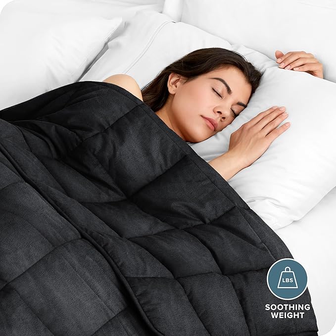 Bare Home Weighted Blanket King Size 25lb (80" x 87") for Adults - Minky Fleece - Premium Heavy Blanket Nontoxic Glass Beads (Black, 80"x87")