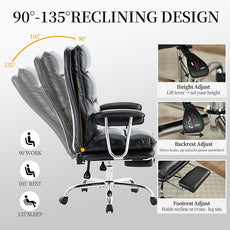 Office Chair with Footrest 500lbs,Executive Desk Chairs for Heavy People, Reclining Computer Chair Comfy Wide Seat Big and Tall High Back, Black