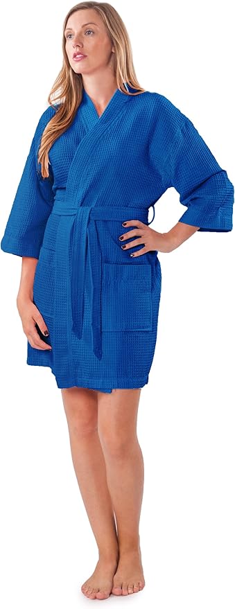 Turquaz Lightweight Short Robes For Women Waffle Kimono Bathrobe - Soft, Fast-Drying, Long-Lasting Cotton Blend