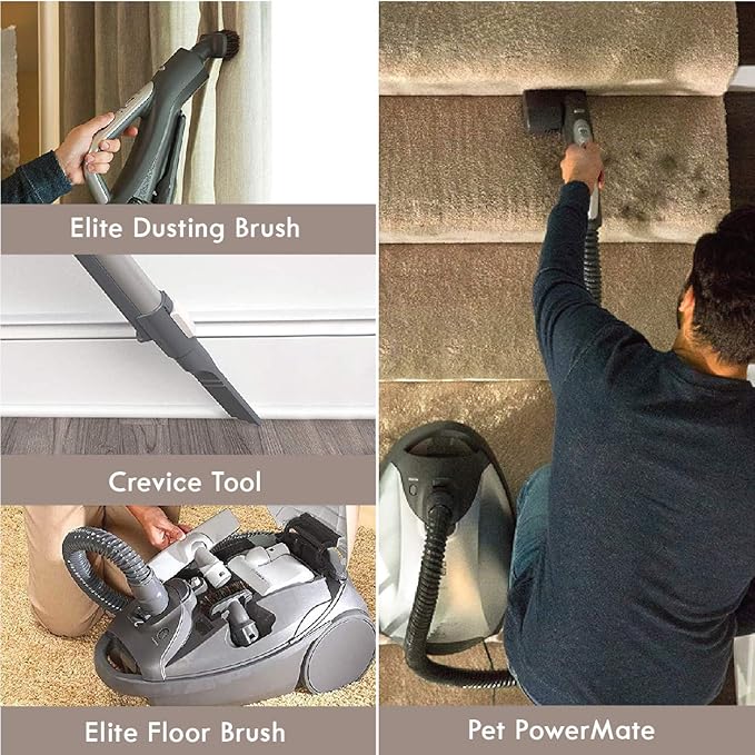 Kenmore 81714 Bundle Ultra Plush Lightweight Bagged Canister Vacuum with Pet PowerMate, HEPA, Extended Telescoping Wand, Retractable Cord, and 3 Cleaning Tools, 700 Series, Gold