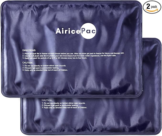Ice Packs for Injuries Reusable,10”x 14” Gel Cold Pack for Knee Neck Shoulder Ankle Elbow Hip Back Pain Relief, Cold Compress Therapy for Swelling, Bruises, Surgery, Blue, 2 Pack