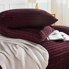 NEXHOME PRO Duvet Cover Full Size, Blue 3 Pieces Boho Tufted Duvet Cover Set, Soft and Lightweight Microfiber Comforter Cover Set for All Season (Burgundy,80 x 90)-No Comforter