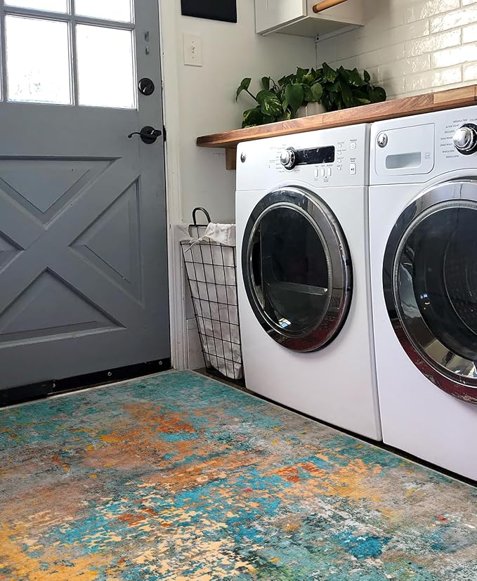 Lahome Modern Abstract Area Rug - 4x6 Colorful Rug for Bedroom Soft Washable Rugs for Living Room Dining Room Non Slip, Contemporary Indoor Carpet for Nursery Office Apartment Playroom Kitchen