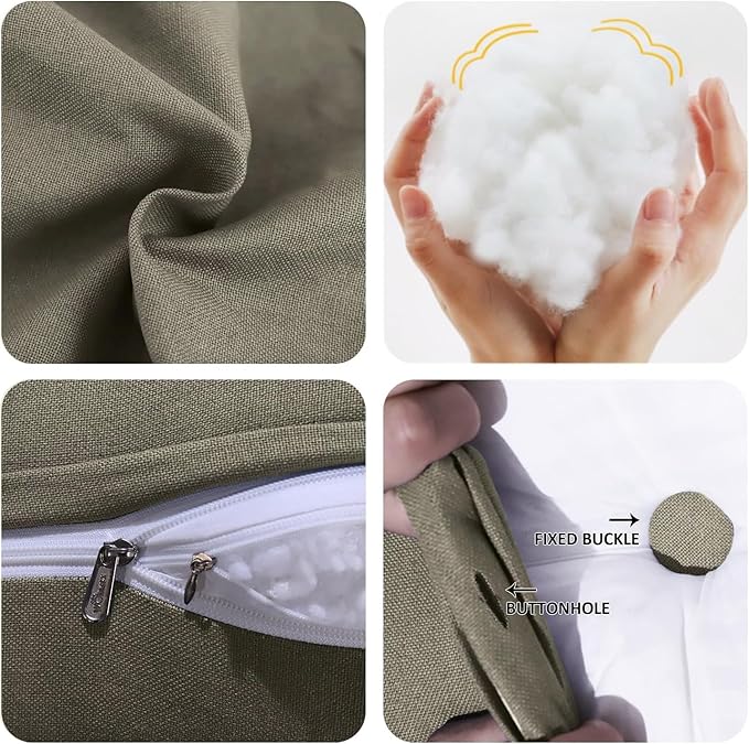 WOWMAX 85% Linen 15% Cotton Blend Headboard Pillow – Queen Size Reading Wedge Backrest for Bed, Handmade Firm Support Bolster Cushion with Removable Cover, Premium Bed Rest Pillow, Light Gray