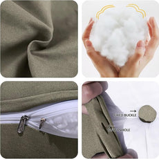 WOWMAX 85% Linen 15% Cotton Blend Headboard Pillow – Twin Size Reading Wedge Backrest for Bed, Handmade Firm Support Bolster Cushion with Removable Cover, Premium Bed Rest Pillow, Light Gray