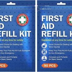 90 Pieces First Aid Refill Kit - Wound Care Kit Includes Bandages for Home, Travel, Hiking - Portable Replacement Kit for First Aid Medical Supplies（2 Set）