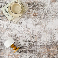 4x4 Washable Round Rug Brown Grey Abstract Entryway Area Rug Neutral Modern Non Slip Soft Low Pile Carpet for Bathroom Kitchen Living Room Bedroom Entrance