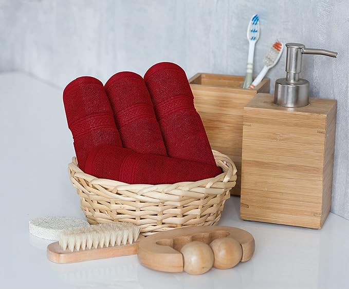 Utopia Towels 8 Piece Luxury Towel Set – Majestic Plush, Super Absorbent & Quicker-to-Dry, Thick 100% Ring Spun Cotton Towels for Bathroom, Spa & Hotel – 2 Bath, 2 Hand, 4 Washcloths,Red